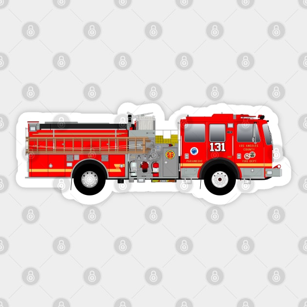 Los Angeles County Fire Department Pumper Sticker by BassFishin